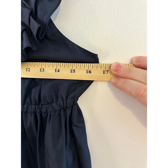 Susanna Monaco Womens Navy Ruffle Flutter Pockets Silk Coquette Mini Dress 2 - Picture 6 of 8